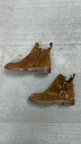 Louis Vuitton Logo-buckle Suede Ankle Boots