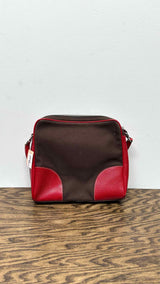 PRADA Leather Canvas Shoulder Bag