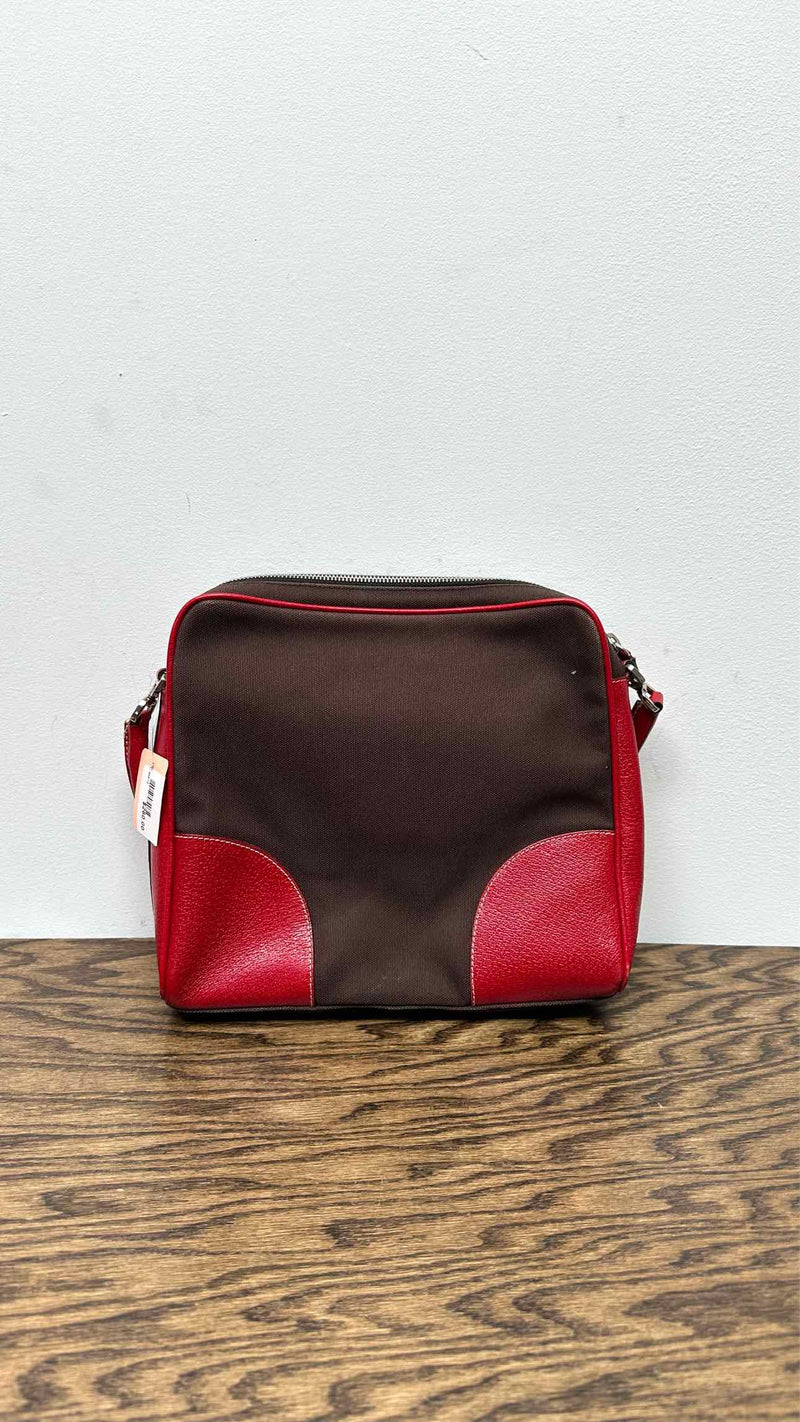 PRADA Leather Canvas Shoulder Bag