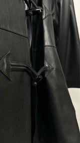 Courreges Leather Duffle Hooded Coat