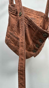 Uma Wang Waxed-denim Twist-strap Cropped Corset Top
