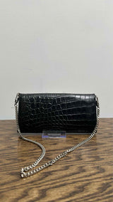 Givenchy Chain-strap Croco-embossed Wallet Pouch