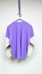 Homme Plisse Two-tone Pleated Collar-less Jacket