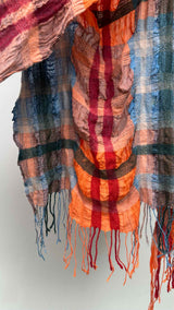 Issey Miyake Wrinkly Pleated Pliad Fringe Scarf