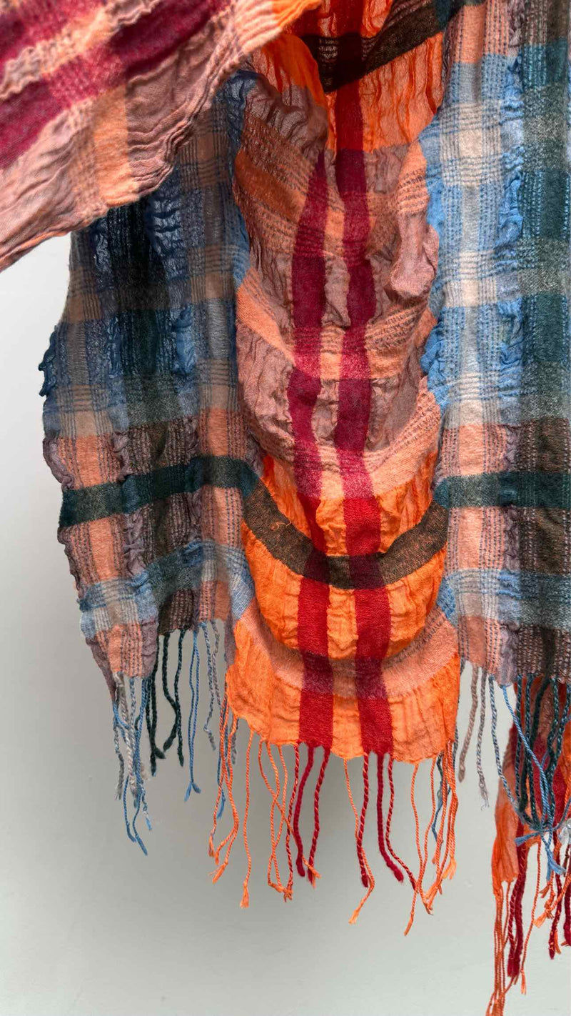 Issey Miyake Wrinkly Pleated Pliad Fringe Scarf