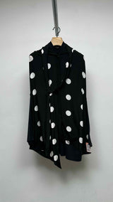 Balenciaga L/S Polka-dot Pussy-bow Blouse