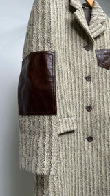 Acne Studios Leather Elbow-patch Stripe Wool Coat