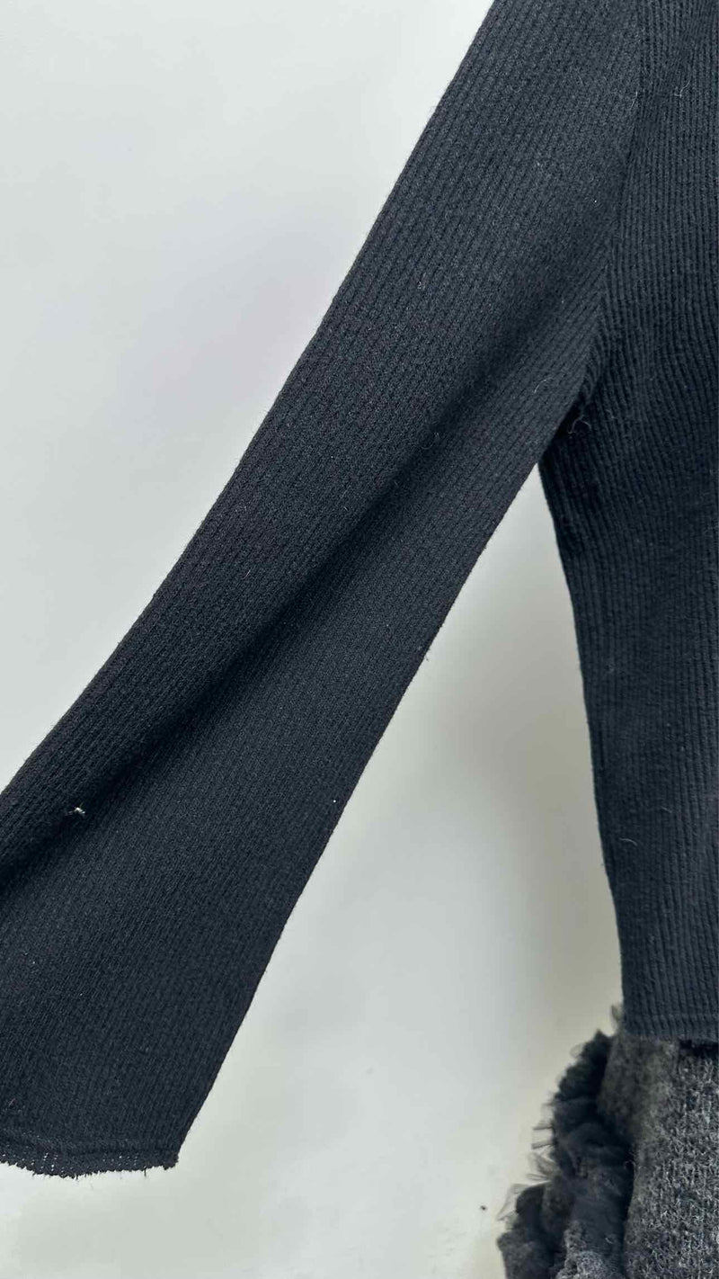 Comme Des Garcons Knit-hybrid Tiered Ruffle-bottom Dress