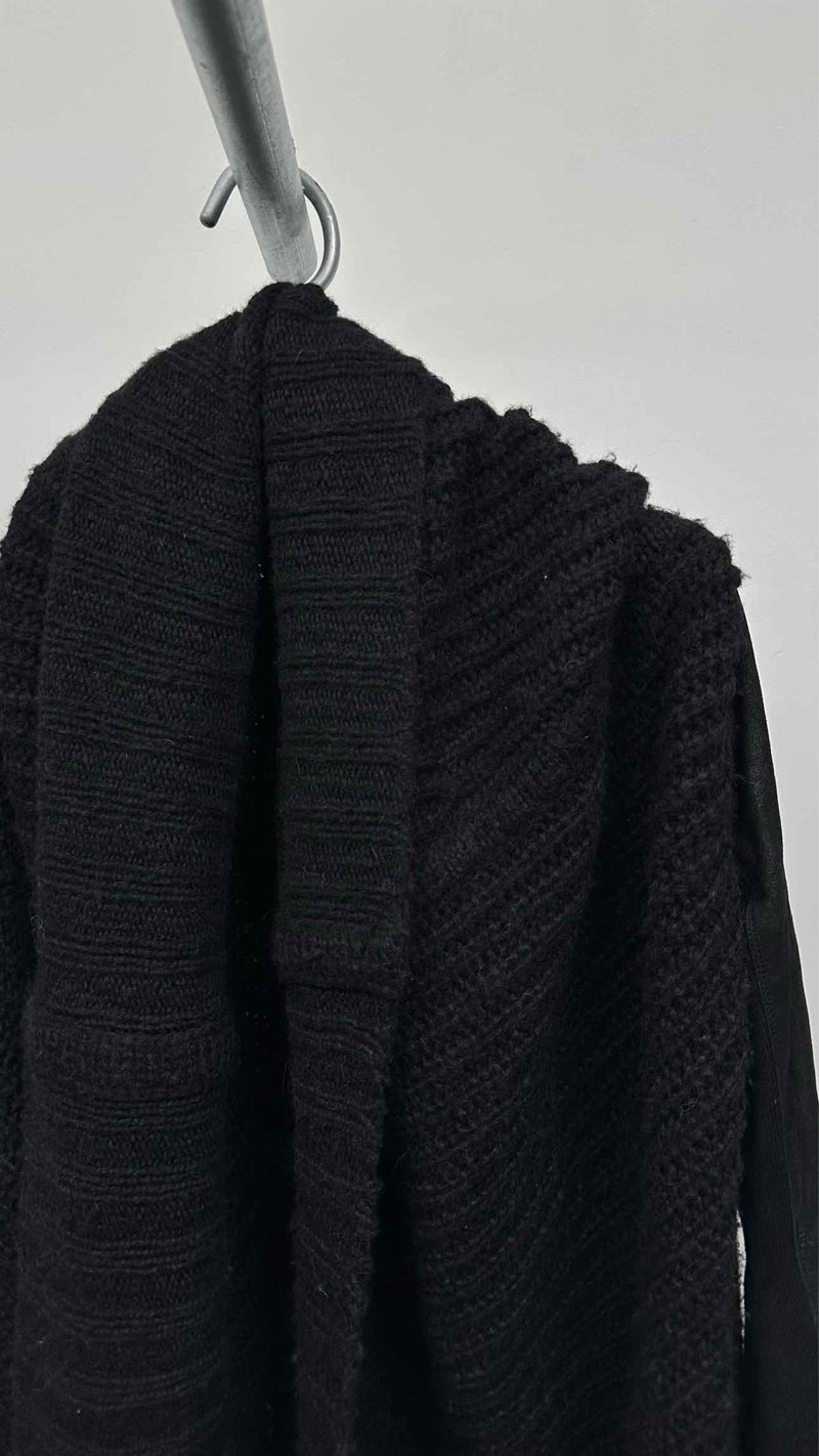 Rick Owens Suede-sleeve Knitted Gawn