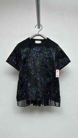Sacai S/S Back-Pleated Floral Top