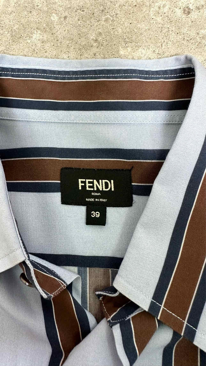 Fendi S/S Logo Stripe Satin Shirt