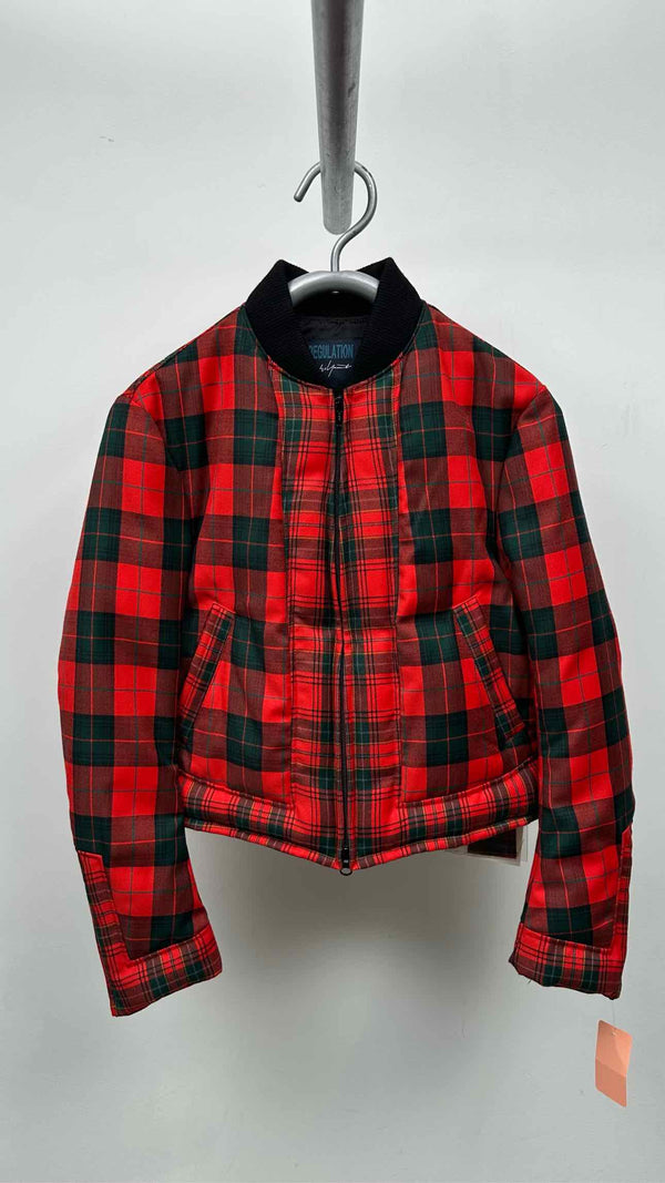 REGULATION Yohji Yamamoto Cropped Plaid Down Jacket