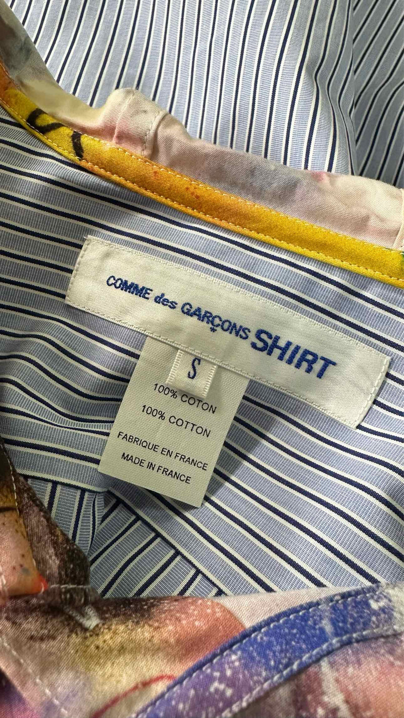 Comme Des Garçons Shirt Striped Printed Hooded Shirt