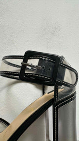 Christian Louboutin PVC Leather Trim Heel Sandals