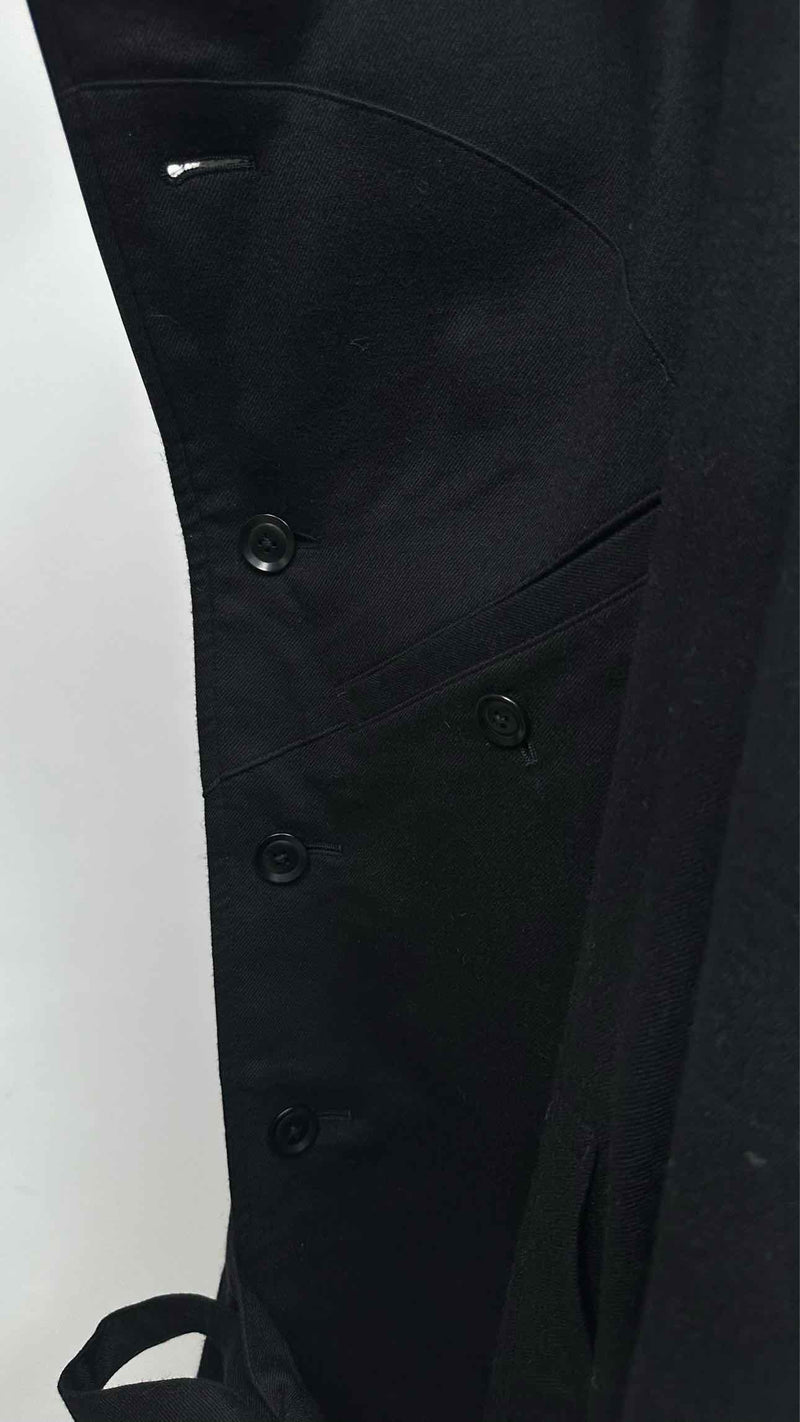 Y's BANG ON Leather Trim Oversized Bottom Side-zip Trench Coat