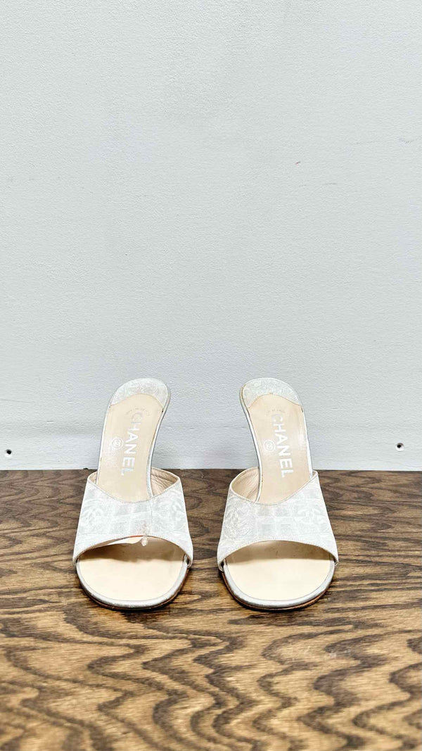Chanel Jacquard Logo Heel Sandals