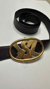 Yves Saint Laurent Logo Buckle Leather Belt