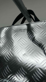 PRADA Metalic Spazzolato Embossed Tote Bag