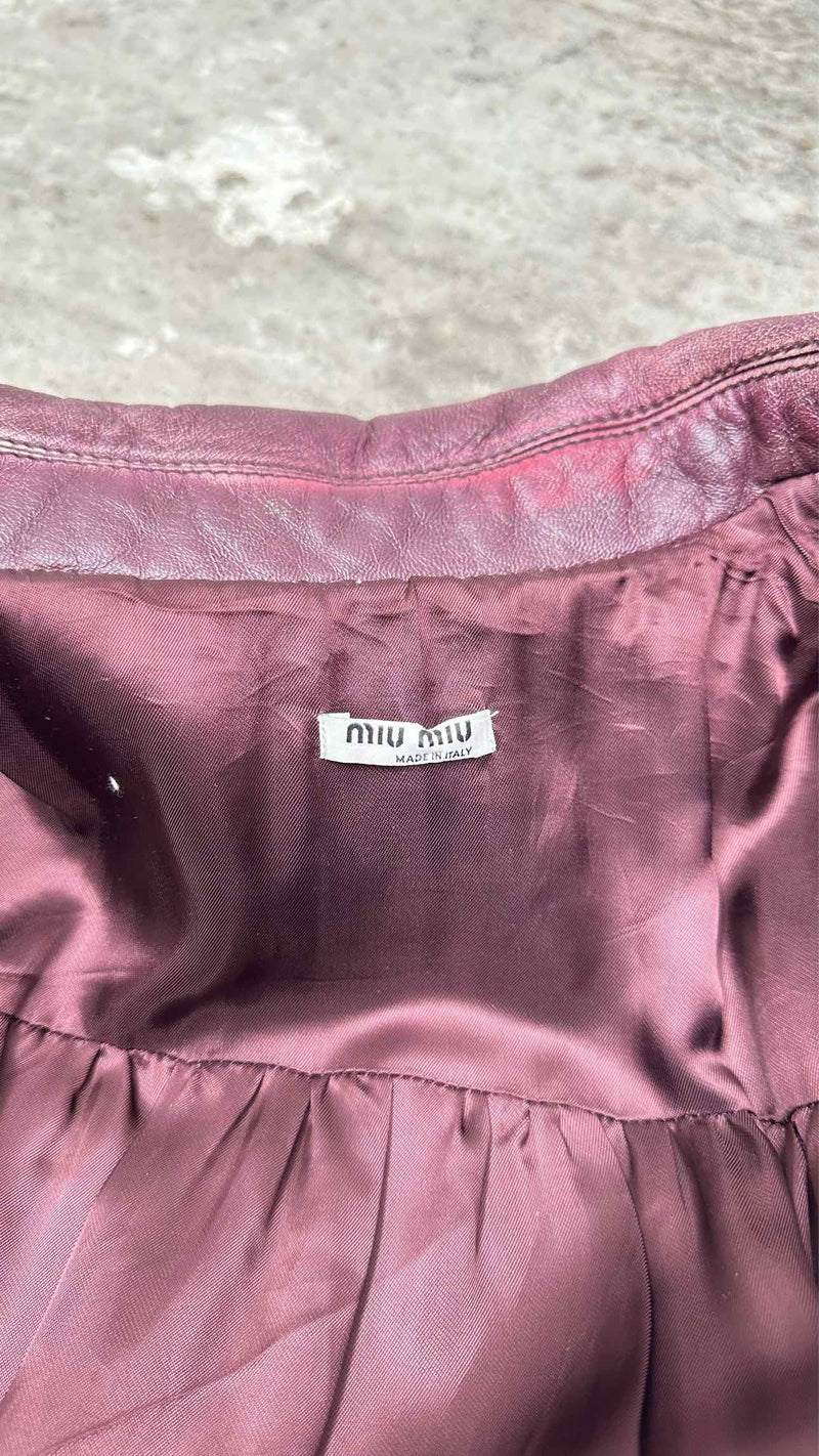 Miu Miu Oversized Distressed Leather Coat