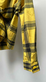 Issey Miyake Off-shoulder Stopped Layered Plaid Shirt