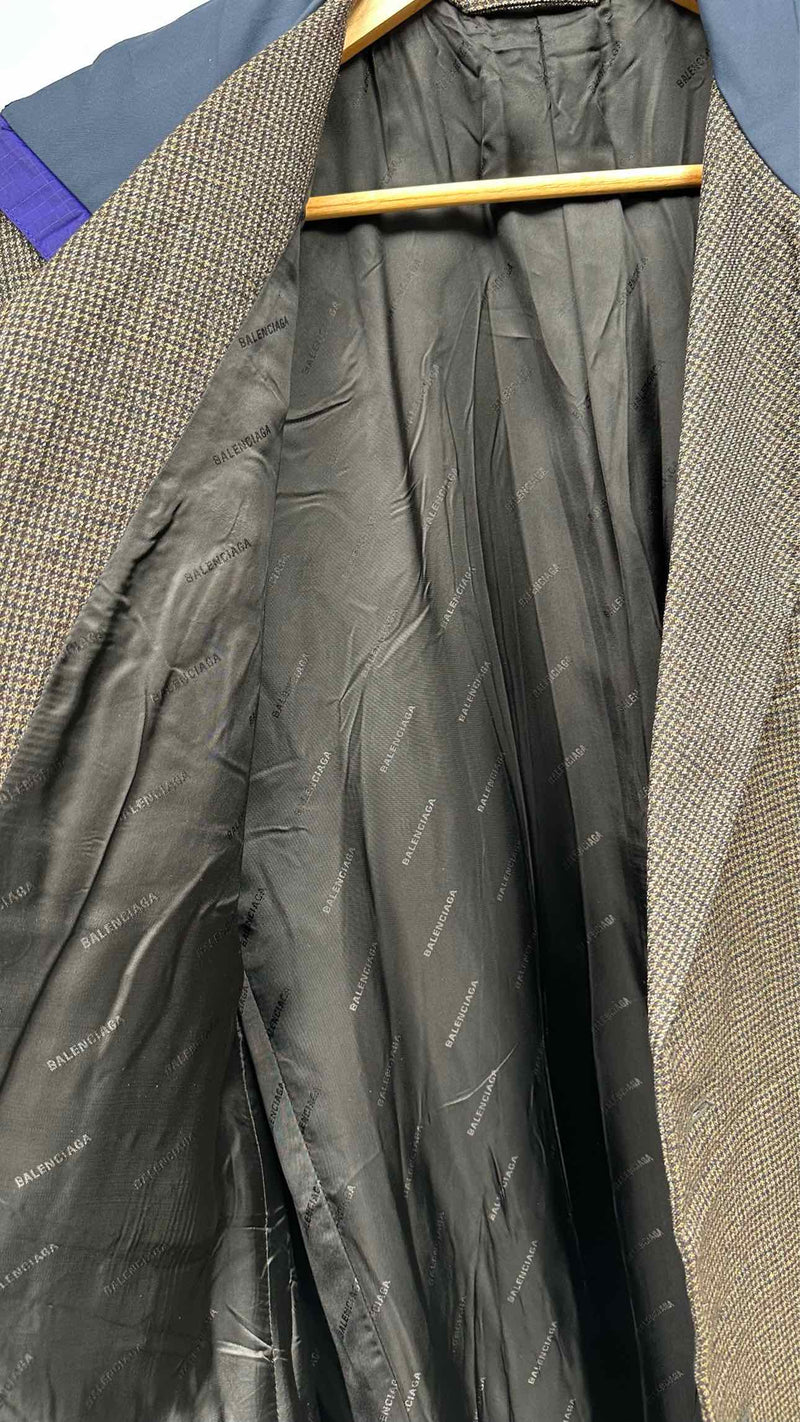 Balenciaga Double-breasted Houndstooth Oversized Long Coat