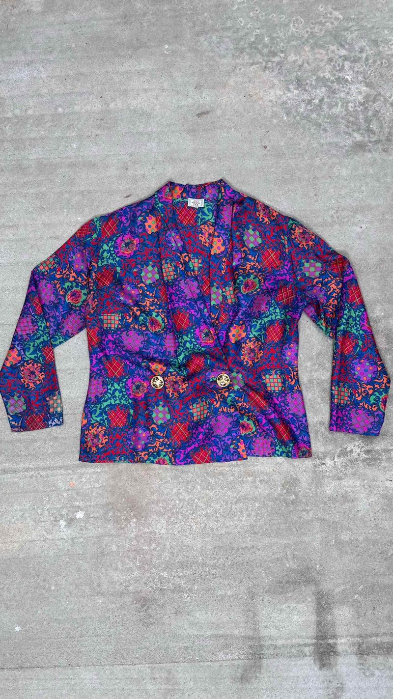 Versatile Baroque Printed Silk Jacket