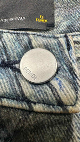 Fendi Feather-printed Flare Jeans