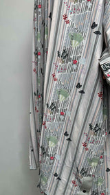 Thom Browne Pleated Puff-Sleeve Printed Long Dress