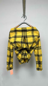 Issey Miyake Off-shoulder Stopped Layered Plaid Shirt