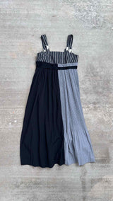 Haizhen Wang N/S Stripe Pleated Dress