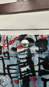 Burberry Graffiti Denim Mini Skirt