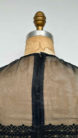 Noir Kei Ninomiya Faux Leather-cut Geometric Sheer Dress