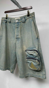 Lanvin Logo-jacquard Denim Cargo Shorts