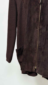 Gucci Suede-hybrid Rib-knit Cardigan