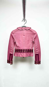 Dsquared2 Ruffle-detailed Bow-embroidered Leather Jacket