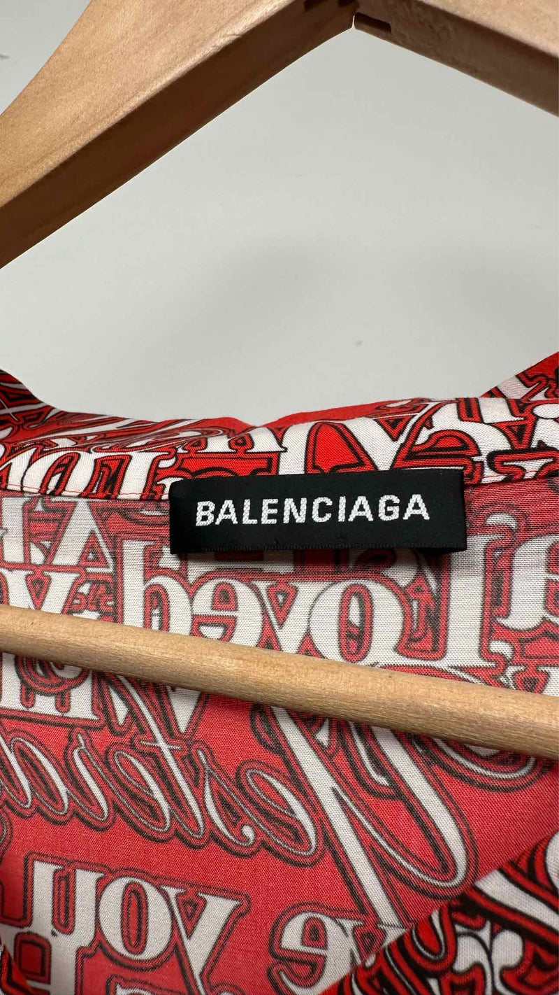 Balenciaga S/S Oversized Love Poem Satin Shirt