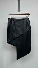 Vetements Asymmetrical Wrap Detailed Leather Skirt