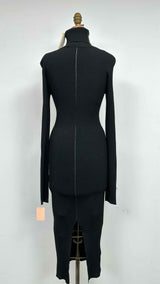 Marni L/S High-neck Rib Knit Slit Dress