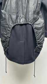 Isabel Benenato Leather Hybrid Zip-up Hooded Coat