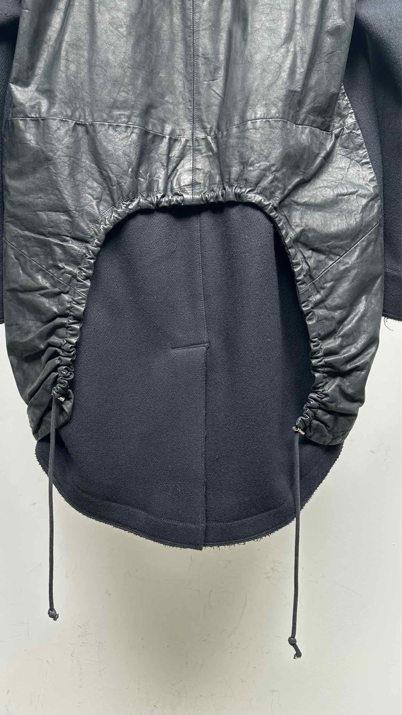 Isabel Benenato Leather Hybrid Zip-up Hooded Coat