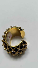 Saint Laurent Crystal & Velvet Cuff Bracelet
