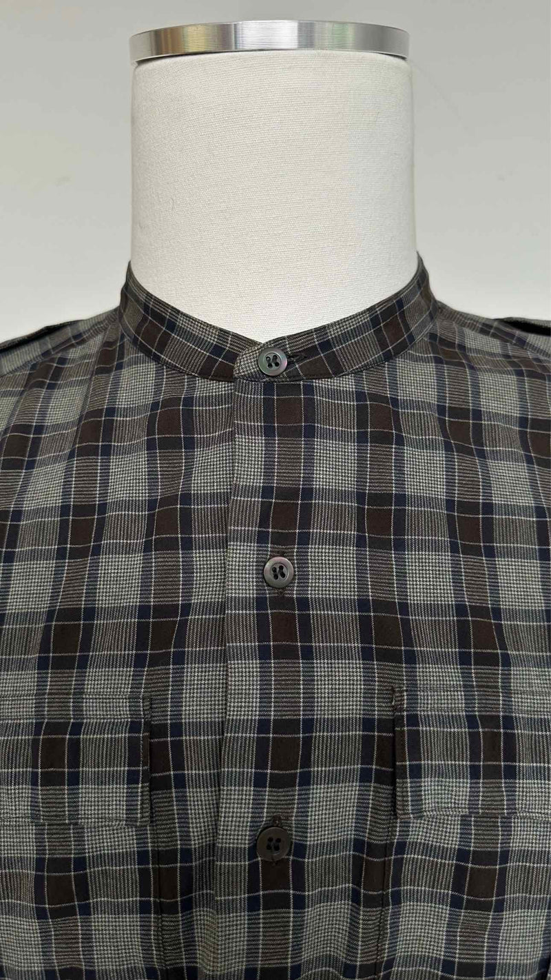 Dries Van Noten Check Collarless Shirt