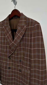 Bode Dunham Plaid Double-breasted Blazer Jacket