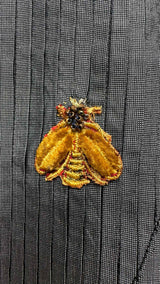 Lanvin Pleated Paneled Bee Embellished Tuxedo Shirt
