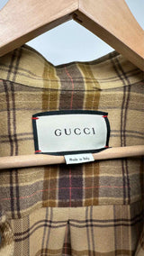Gucci Leather Logo Oversized Plaid Shirt