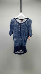 Gaultier Jeans S/S Trompe-L'oeil Denim Jacket Print Top