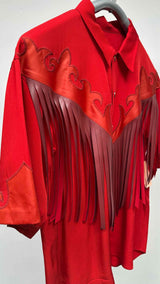Toga Pulla S/S Faux-leather Fringed Western Shirt