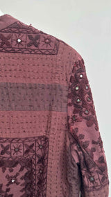 By Walid Sashiko Crochet Textured Padded Jacket
