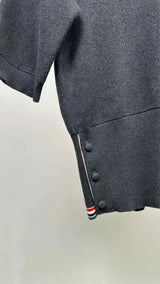 Thom Browne S/S Pointelle-knit Polo Shirt