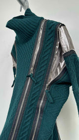 Jean Paul Gaultier X Sacai Multi-zip Detailed High-neck Cable Sweater
